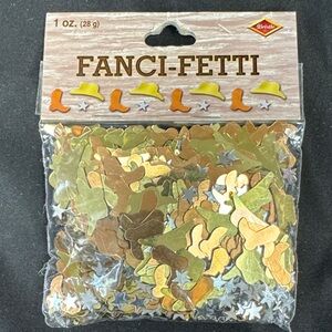Beistle Fanci-Fetti Western Confetti gold copper silver new cowboy boots hat